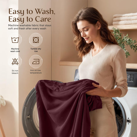 Utopia Bedding easy-care label suggests machine wash and low-heat drying
