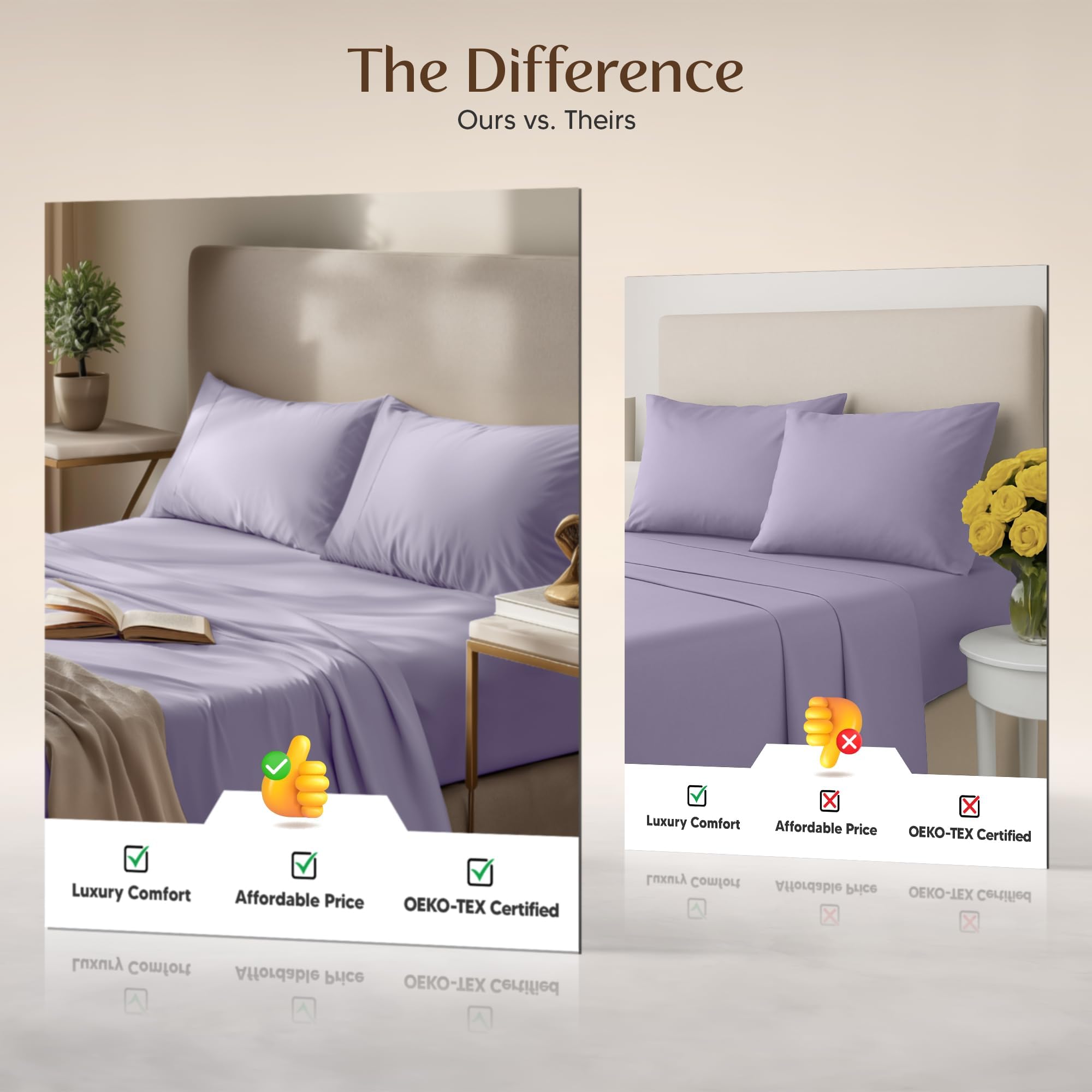 Utopia Bedding lavender color on bed creates calm décor