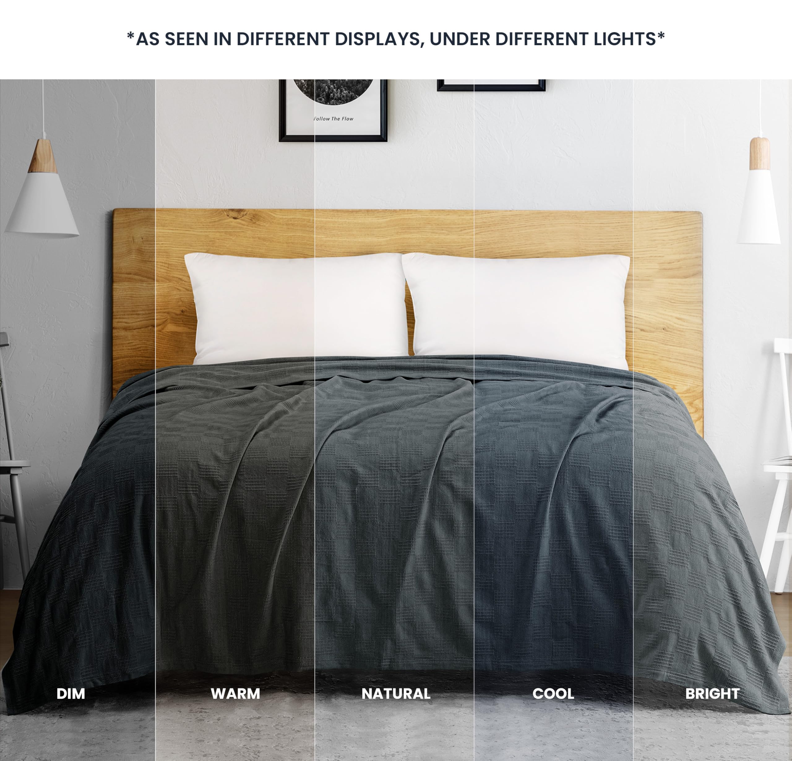 Utopia Bedding lightweight cotton blanket draped over a chair highlighting breathability.