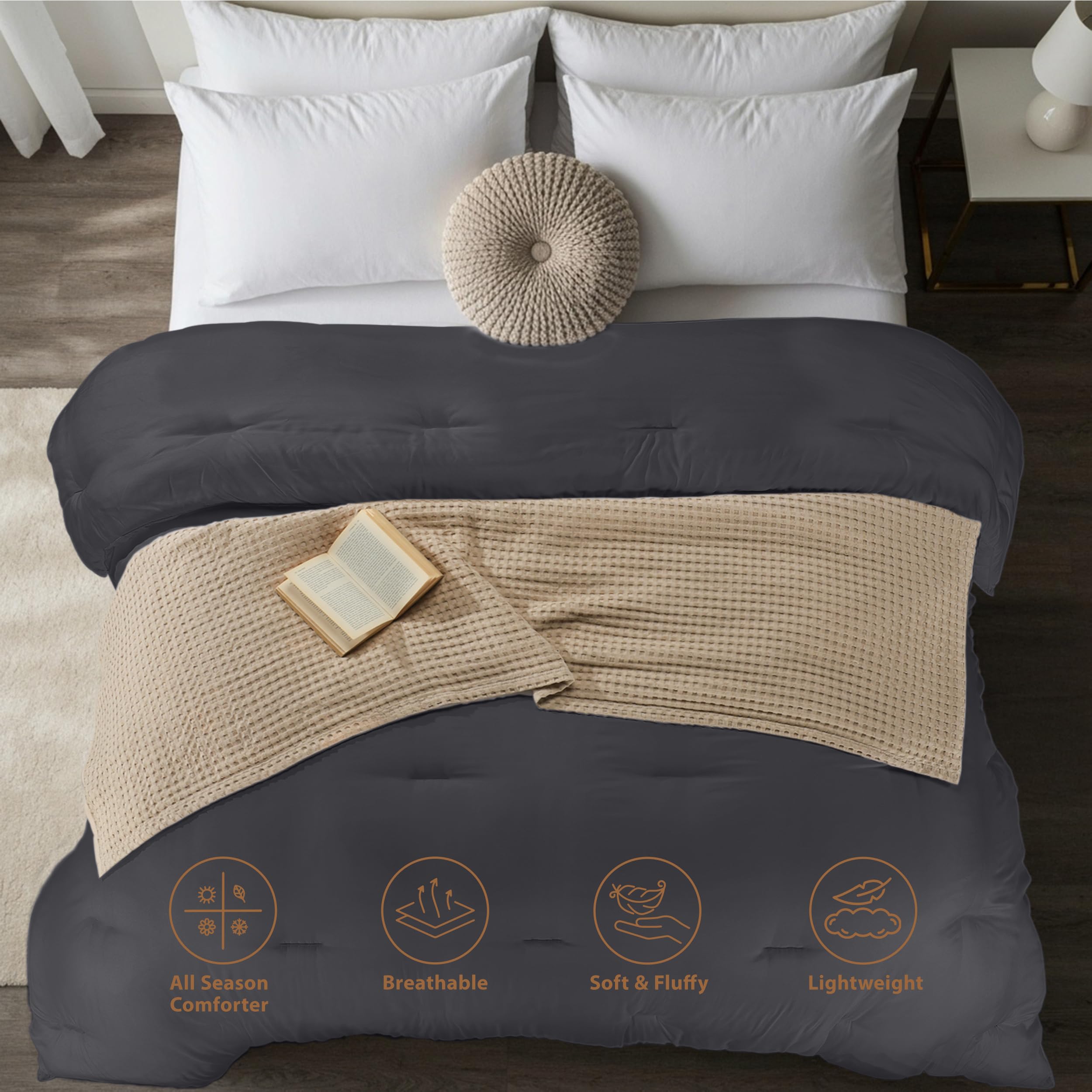 Utopia Bedding queen comforter provides all-season warmth with lightweight fill