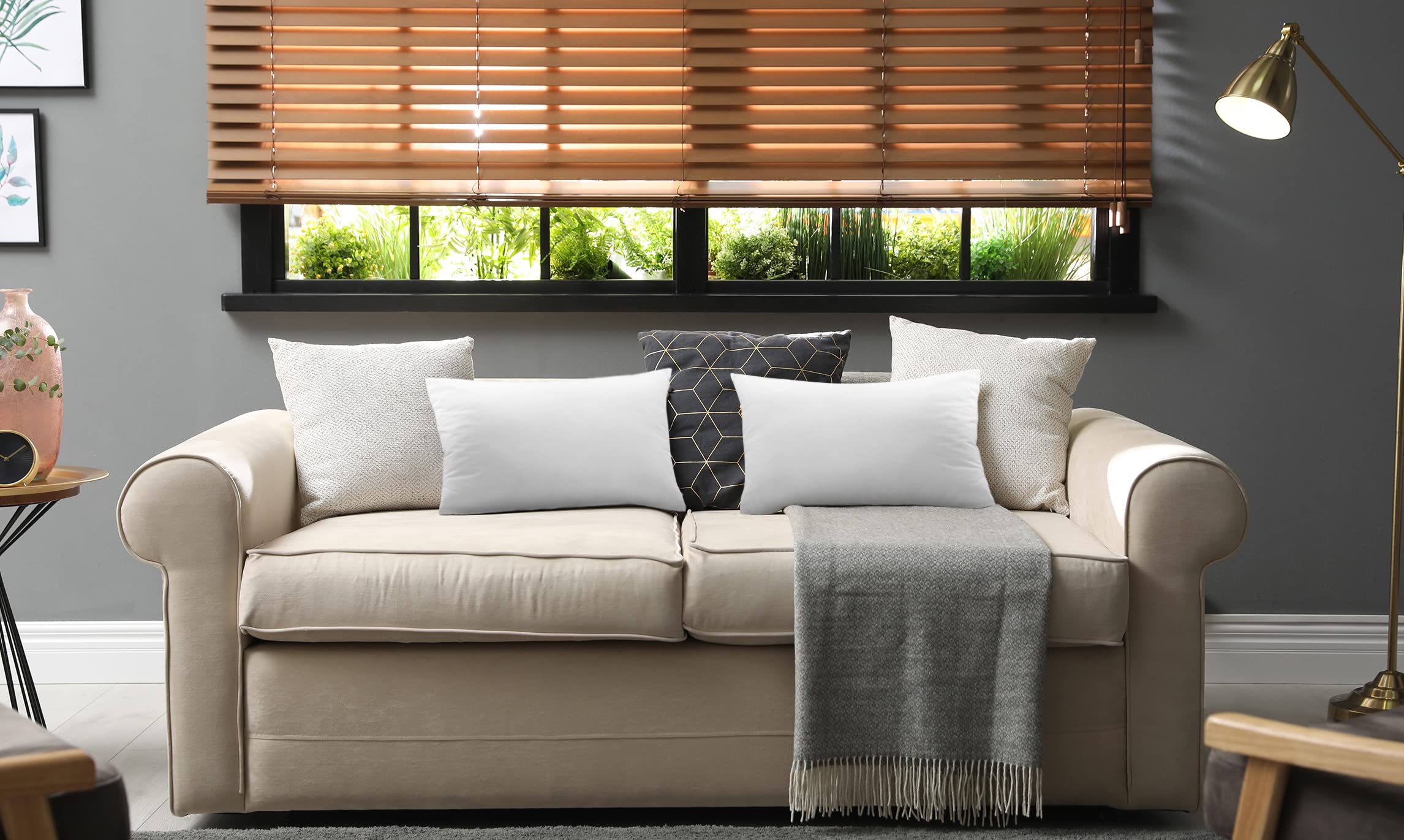 Utopia Bedding living room scene with inserts enhancing décor and support.