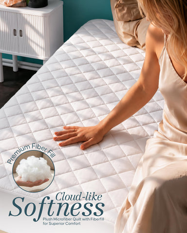 Utopia Bedding machine washable mattress pad for easy care.