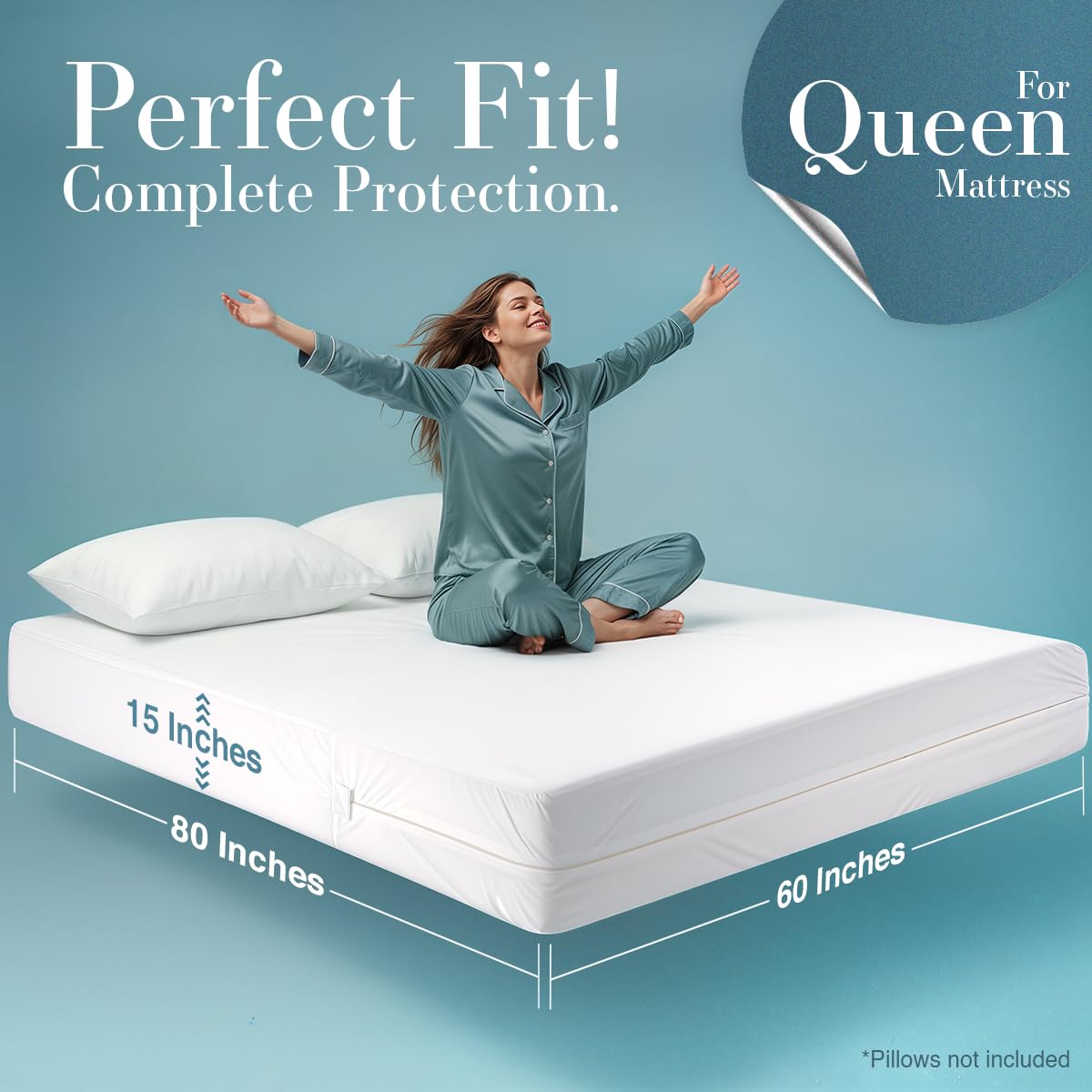 Utopia Bedding waterproof barrier for queen mattress closeup highlighting liquid protection against spills.