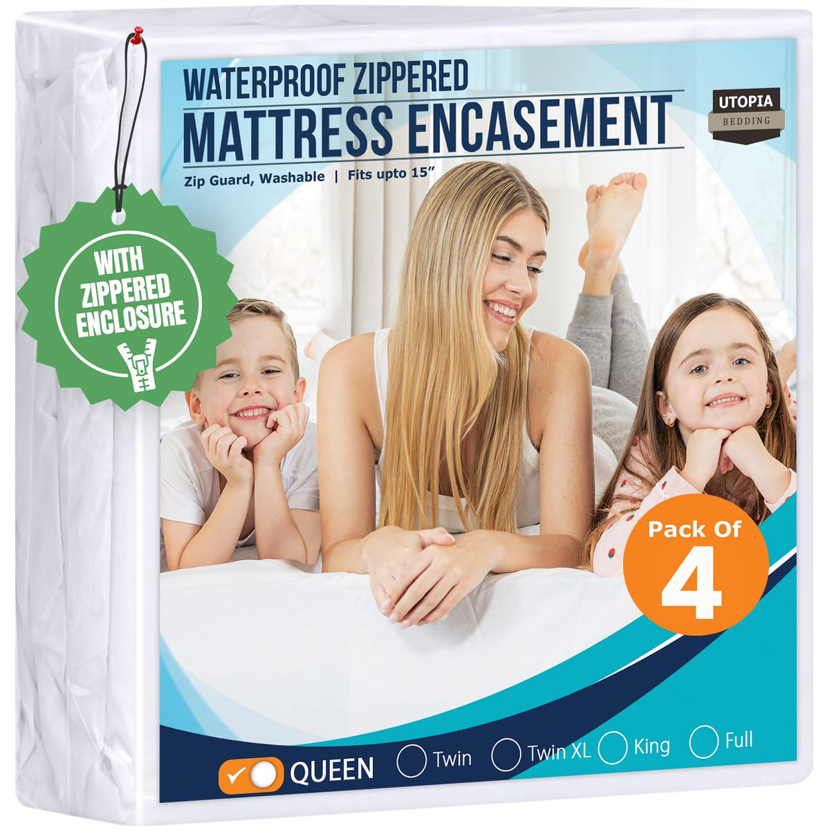 Utopia Bedding zippered queen mattress encasement provides complete 360° protection.