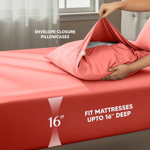 Utopia Bedding microfiber sheet texture coral, breathable and cloud-soft for a cool night