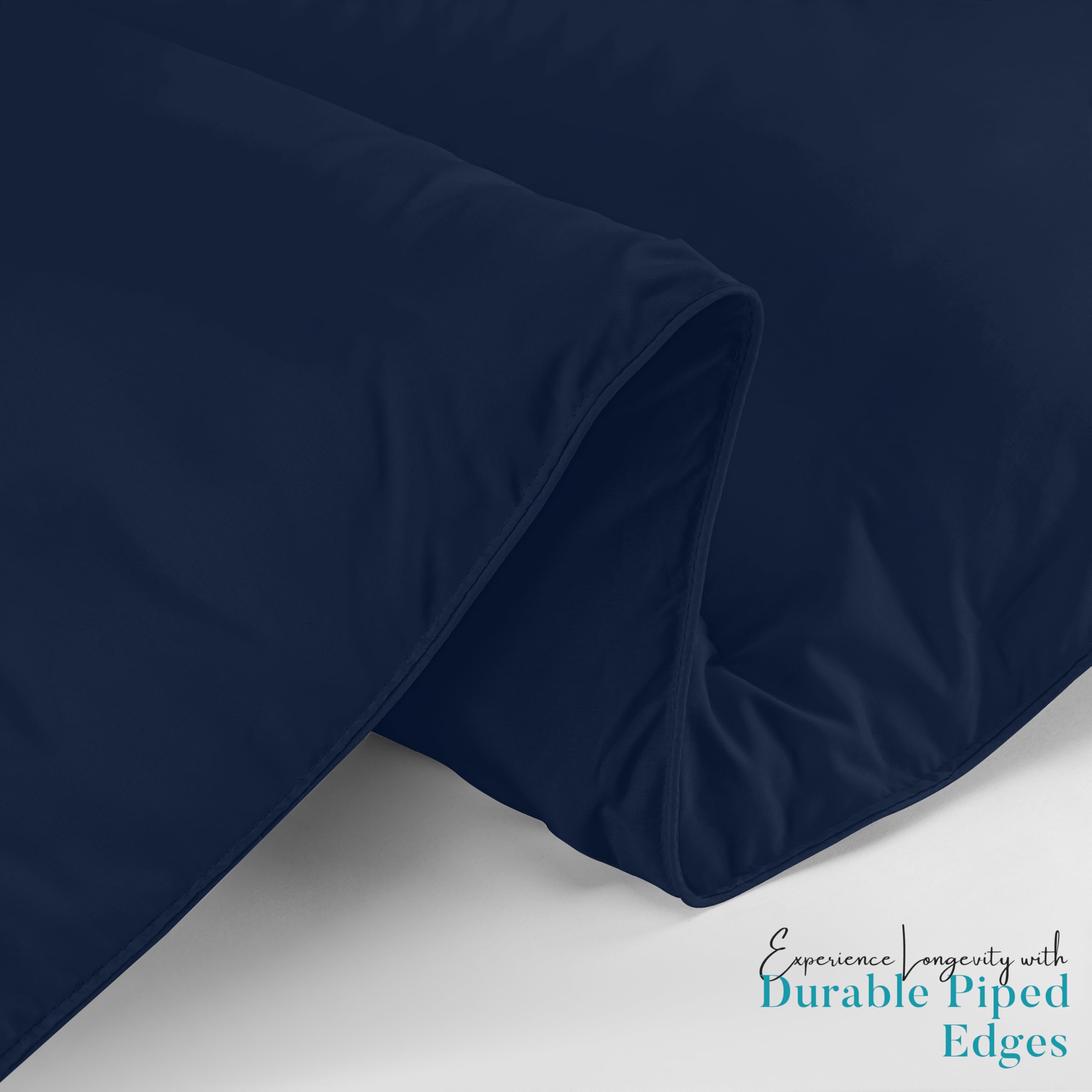 Utopia Bedding navy twin duvet insert shown on a bed with 64x88 sizing.