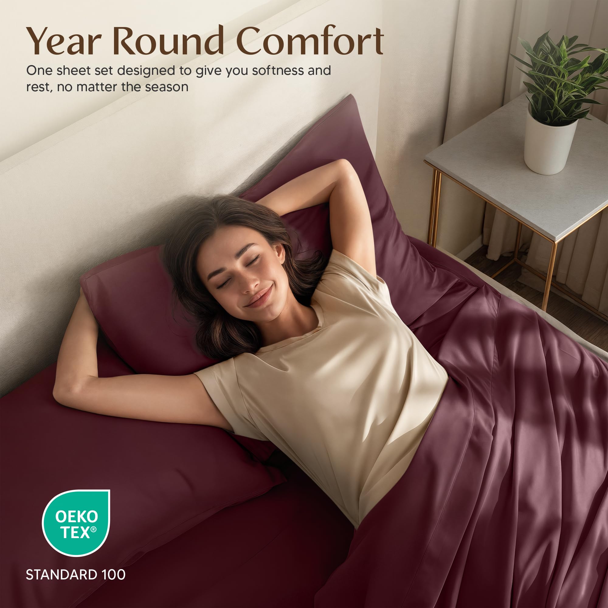 Utopia Bedding OEKO-TEX certified label reassures chemical safety for sensitive skin.