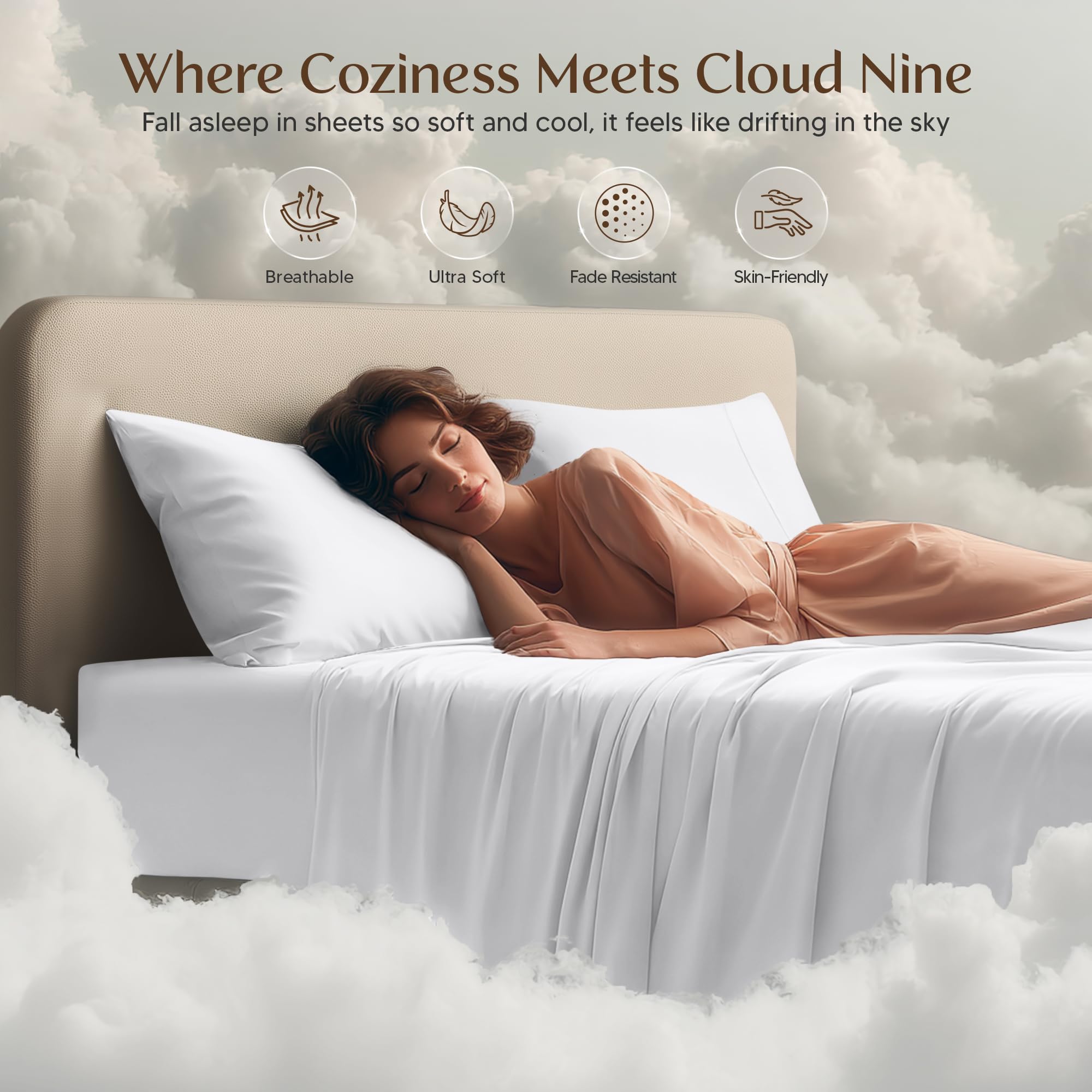 Utopia Bedding Oeko-Tex certified white sheet set for safe, chemical-free sleep