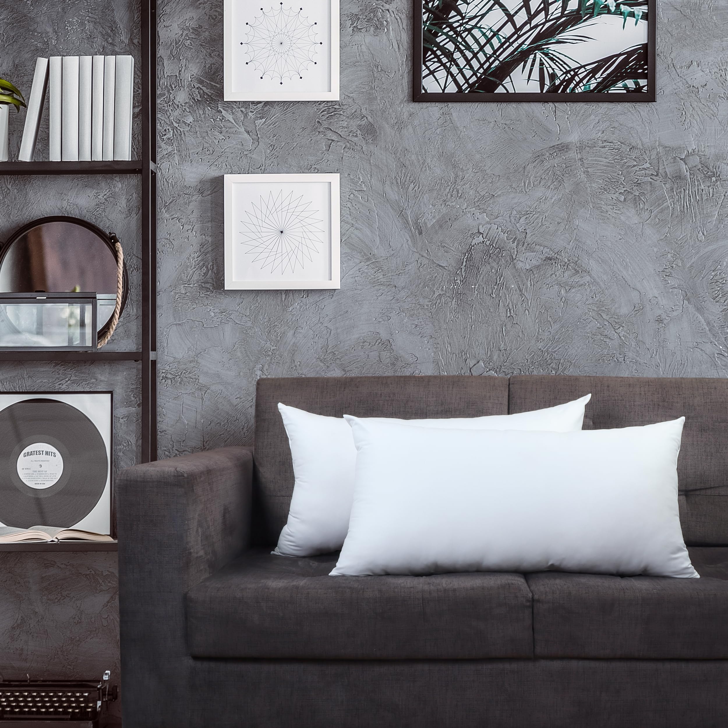 Utopia Bedding inserts used as decor on a sofa