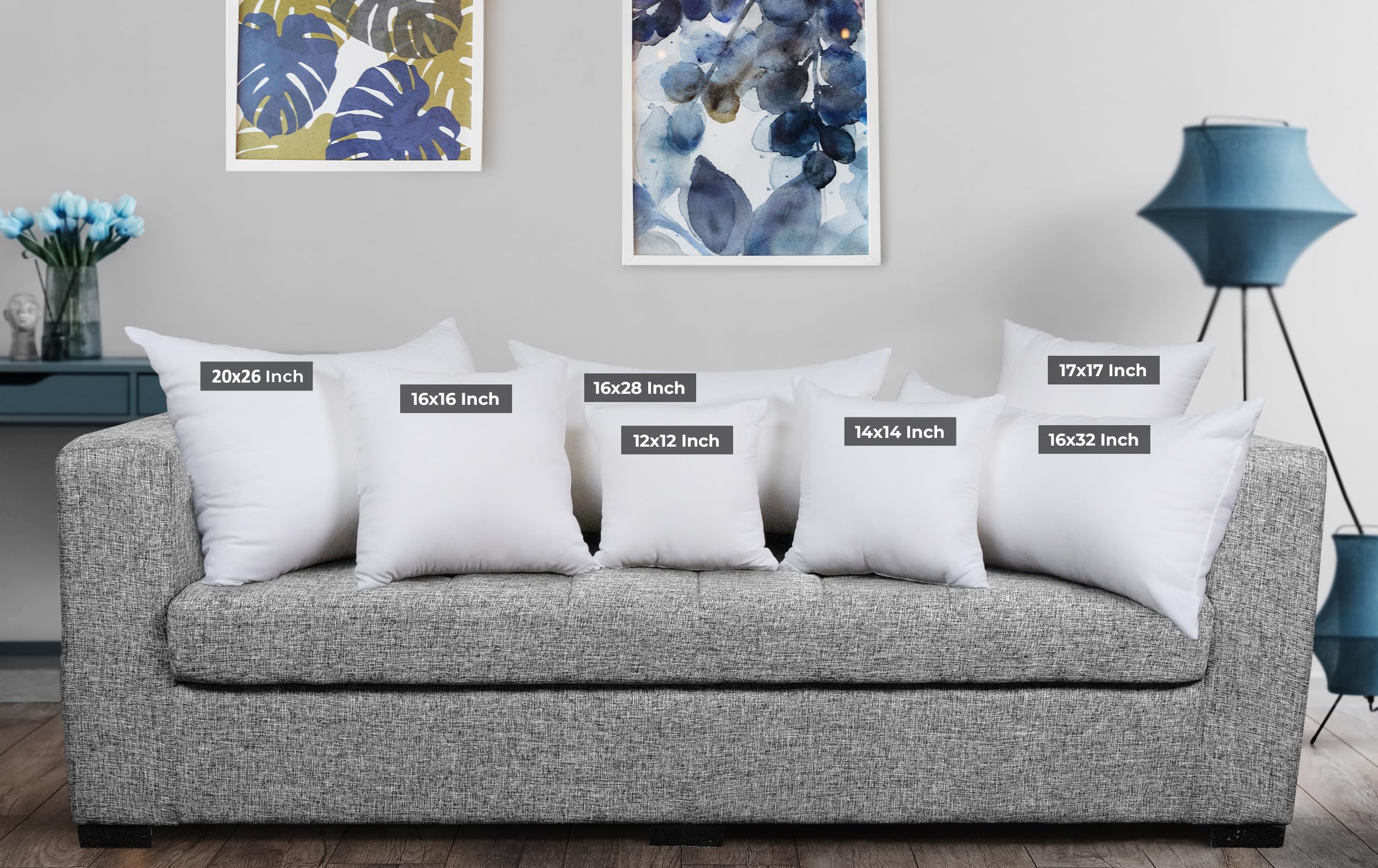 Utopia Bedding 20x26 pillow inserts front view in white