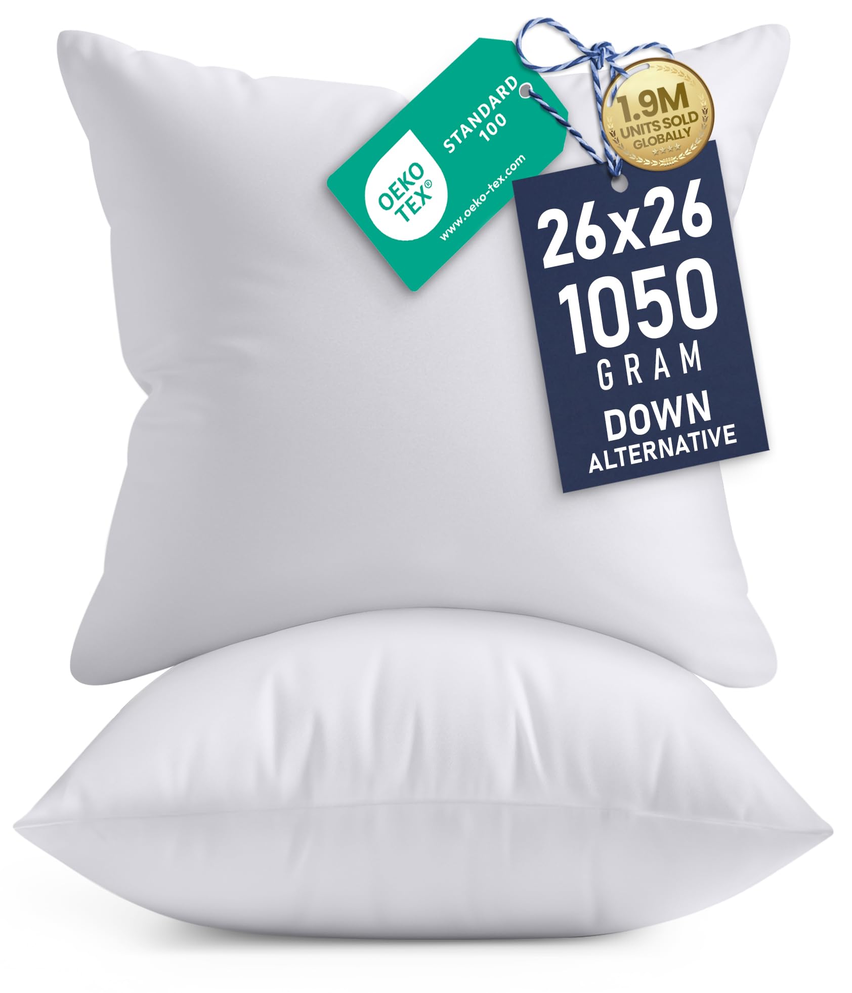 Utopia Bedding pillow insert close-up shows soft brushed fabric for cozy seating.