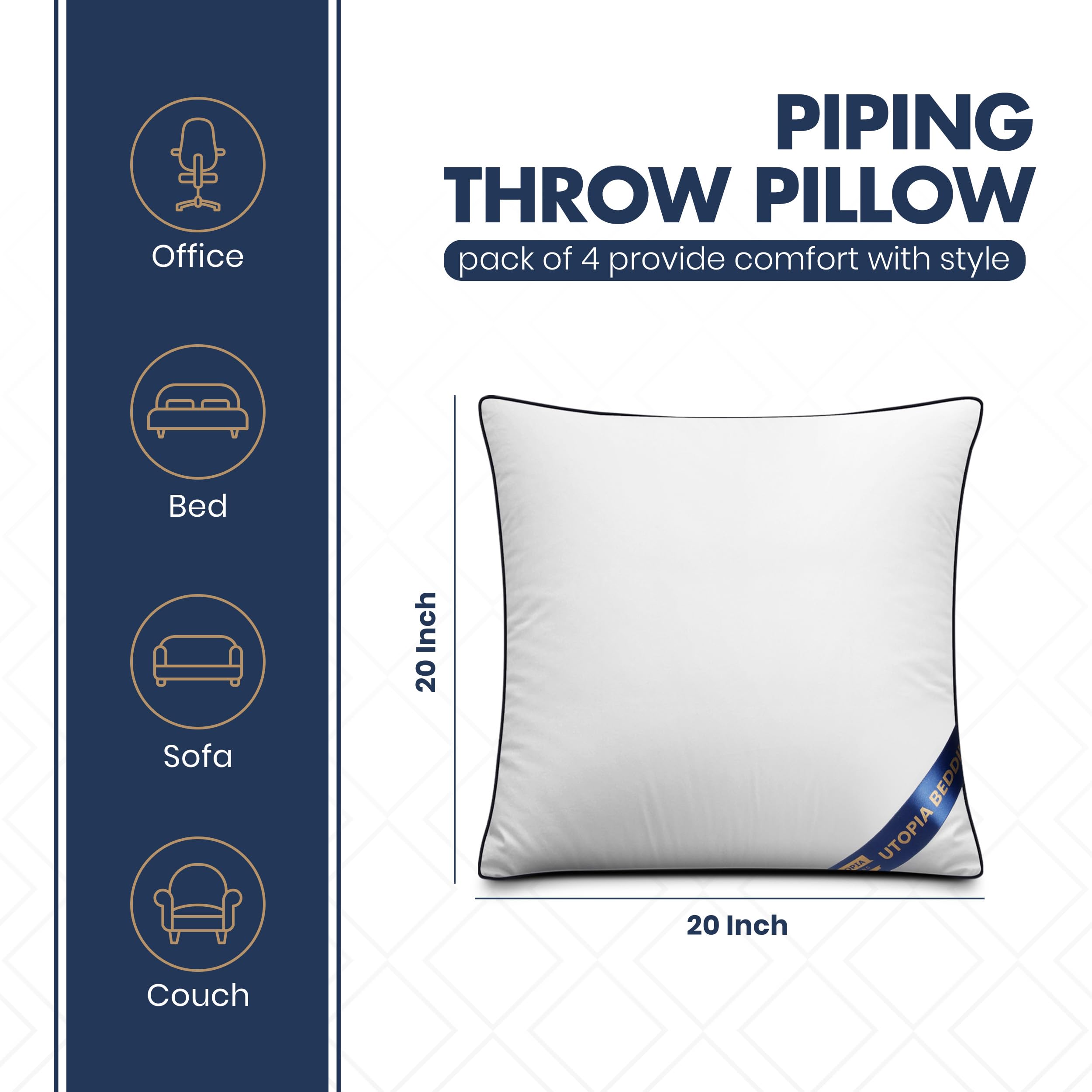 Utopia Bedding plush 20x20 pillow insert for soft lounging