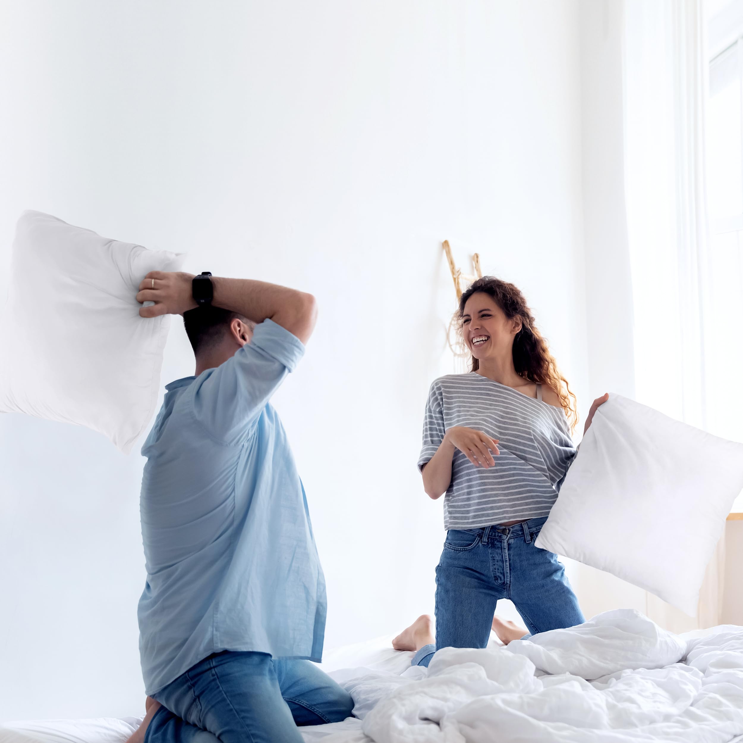 Utopia Bedding pillow insert arriving in vacuum packaging for efficient shipping
