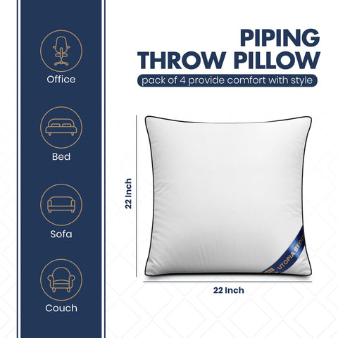 Utopia Bedding 22x22 white pillow insert designed for plush, supportive cushions.