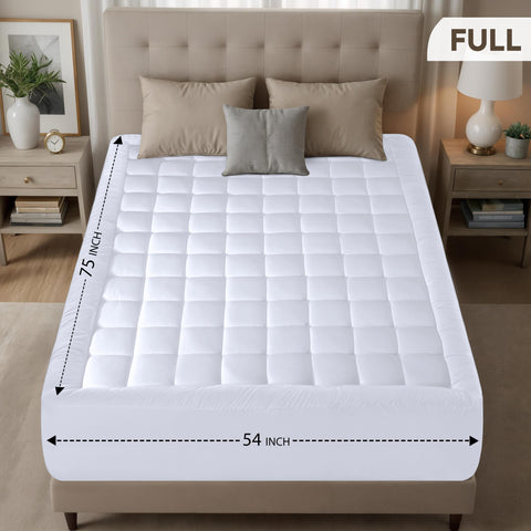 Utopia Bedding fluffy pillow-topper close-up shows soft texture for cloud-like comfort