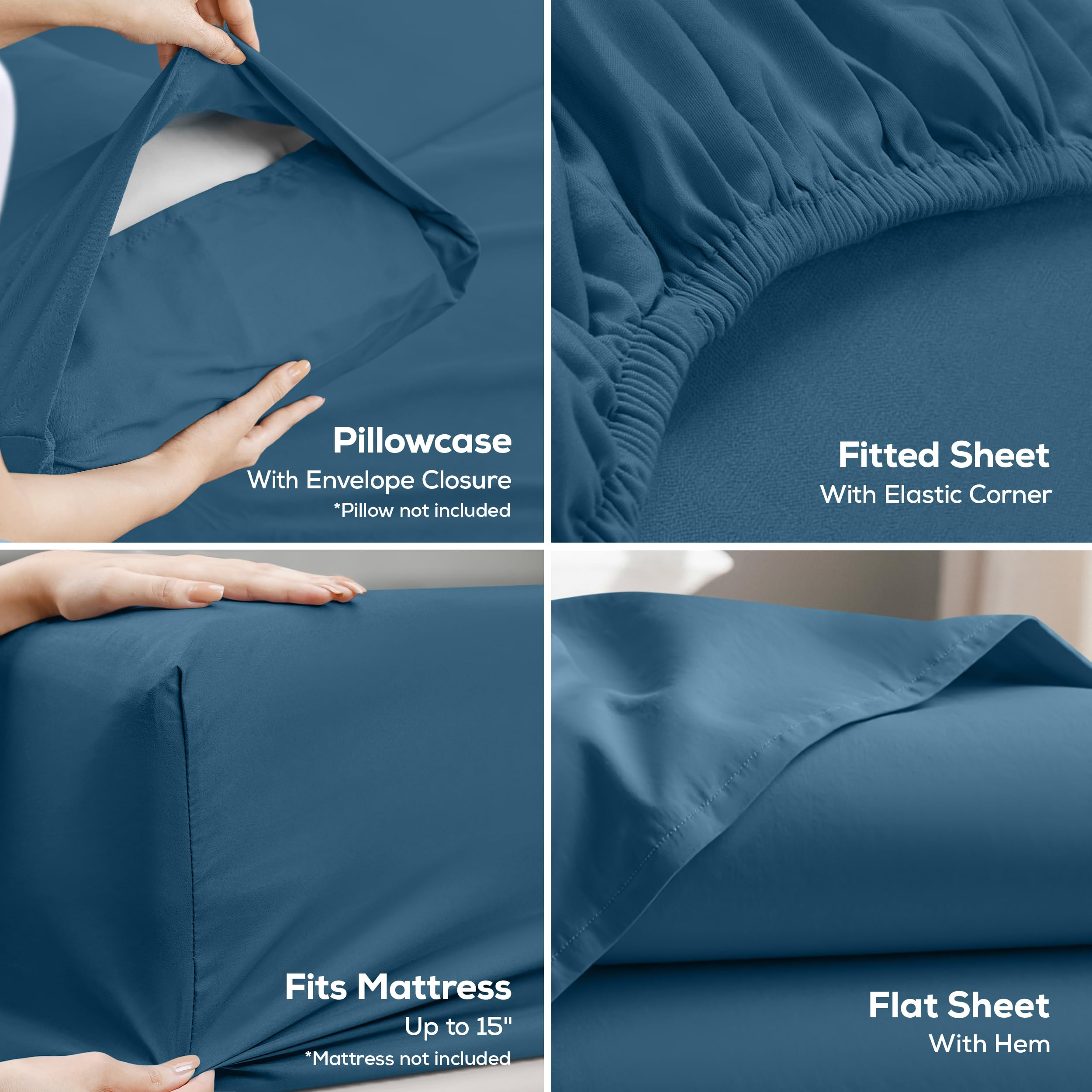 Utopia Bedding pillowcase dusk blue complements decor with breathable microfiber.