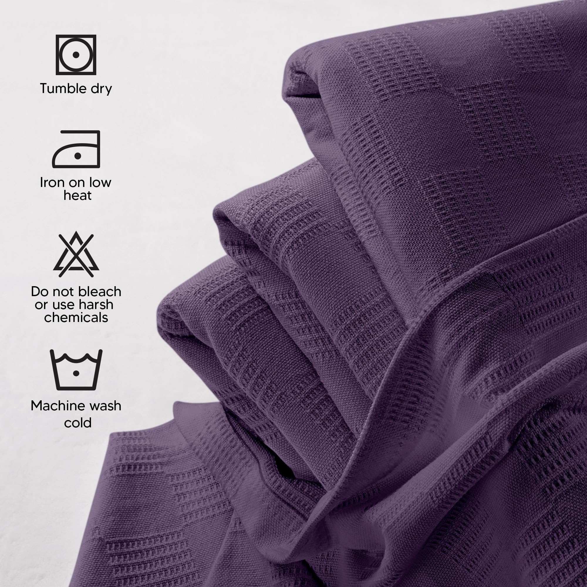 Utopia Bedding plum blanket folded at foot of bed for lightweight warmth
