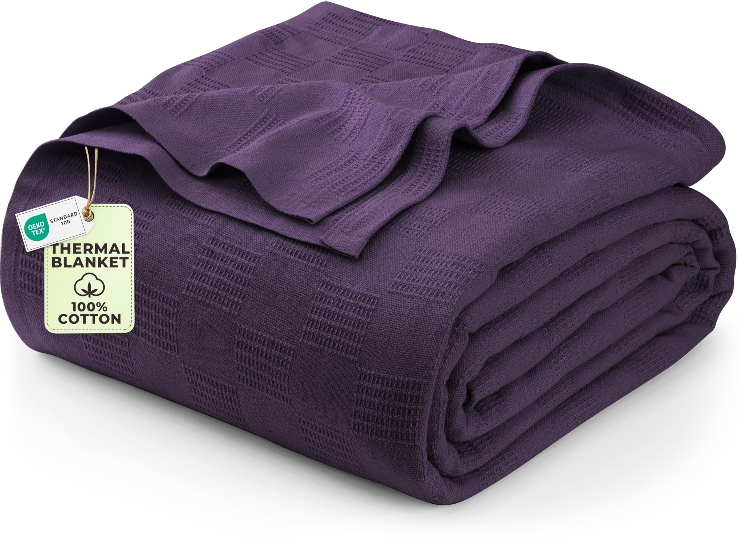 Utopia Bedding plum thermal blanket on queen bed showing all-season comfort