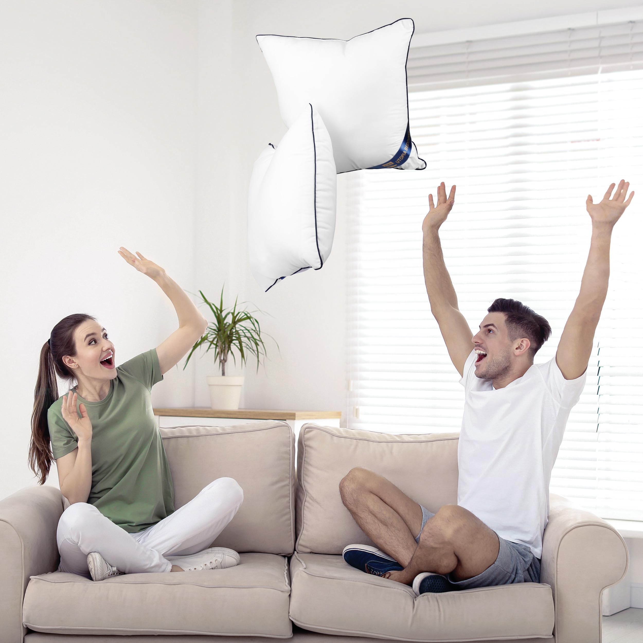 Four-pack white inserts for sofa, bed, or car cushions.