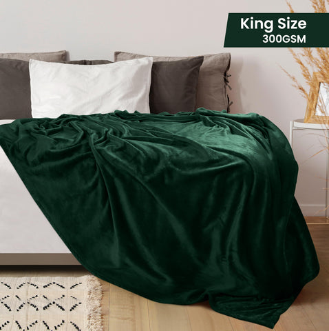 Utopia Bedding plush fleece blanket forest green texture emphasizes softness and comfort