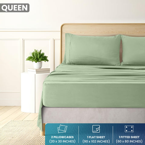 Utopia Bedding sage flat sheet showcasing smooth surface for clean bed styling