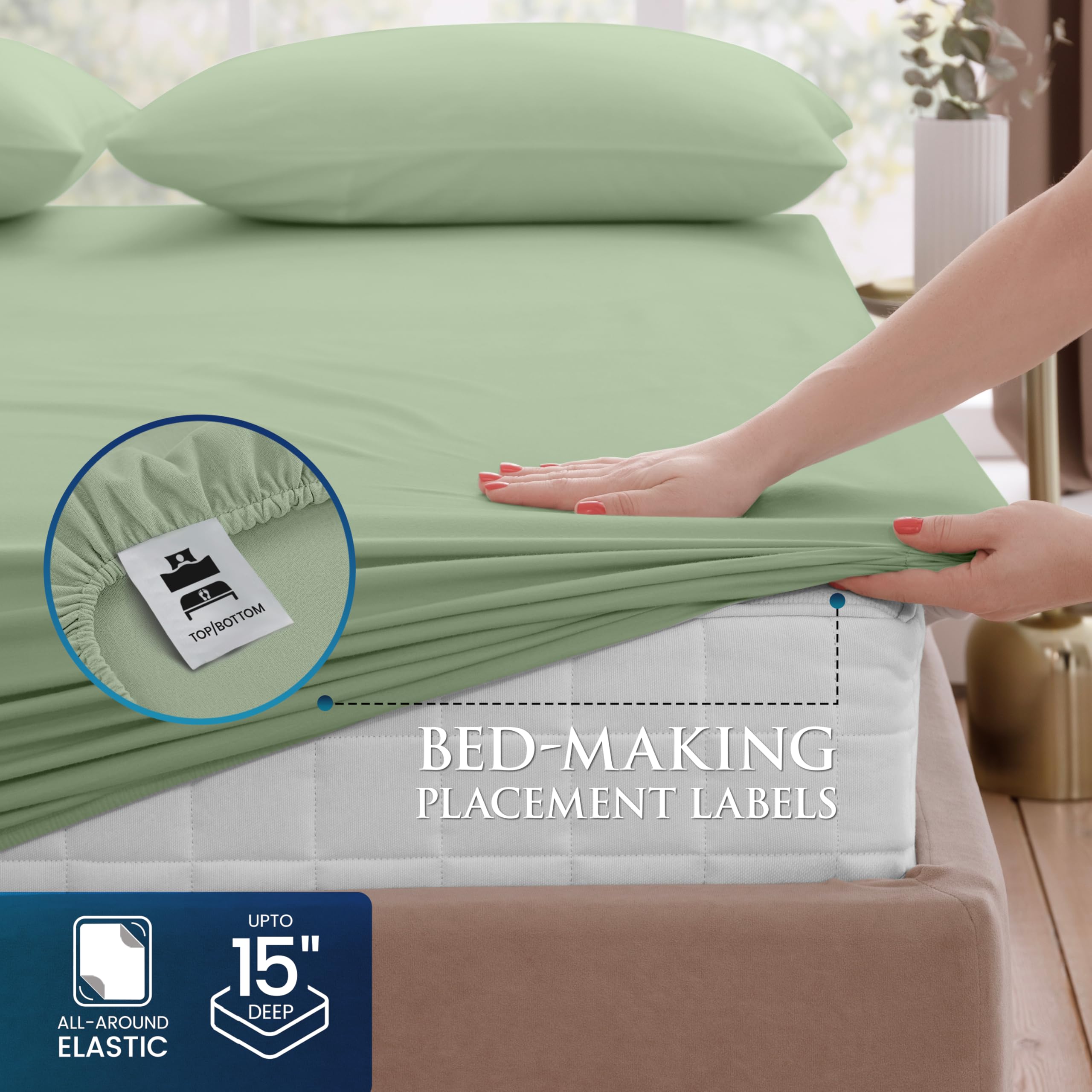 Utopia Bedding sage pillowcase delivers soft finish and easy bedtime routine
