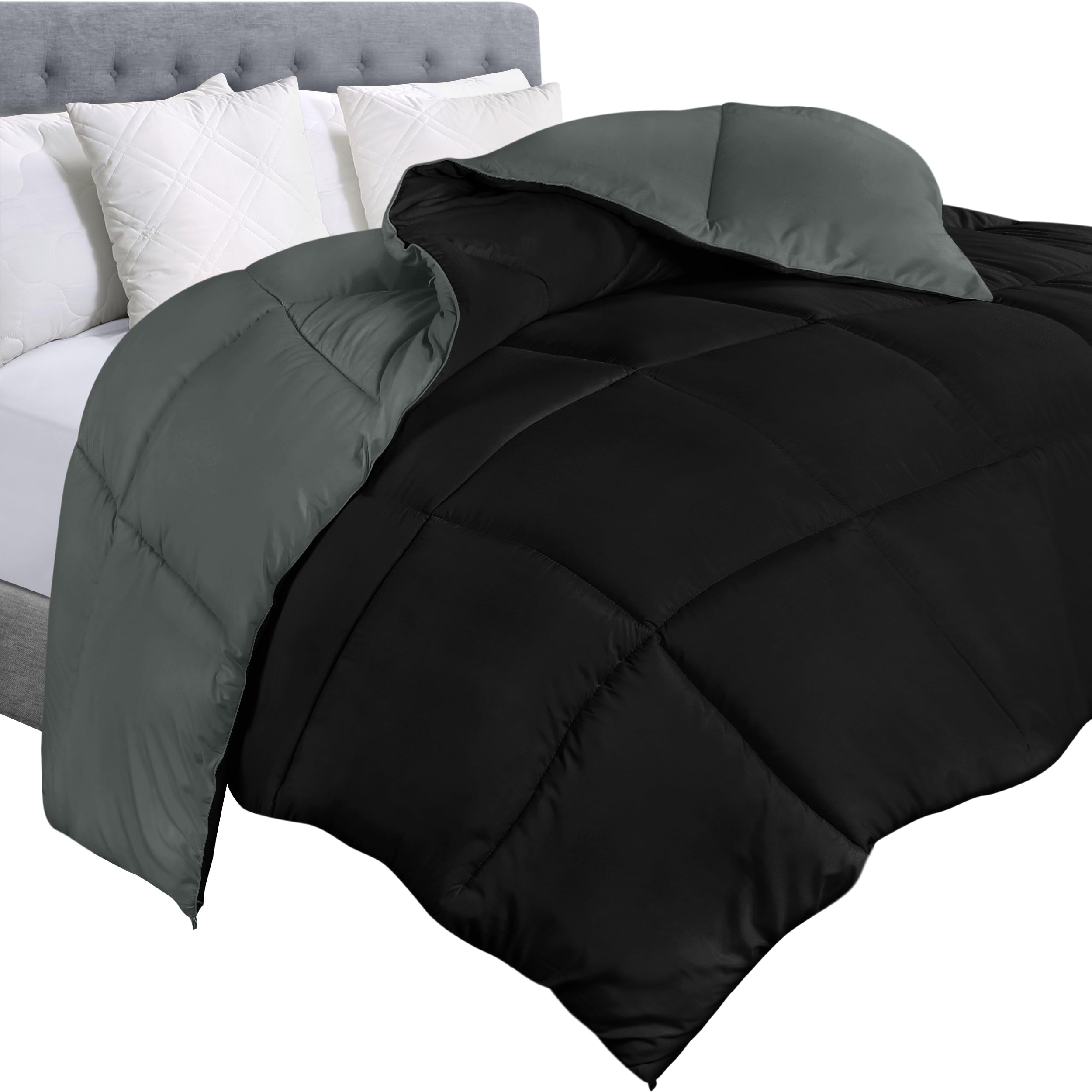 Utopia Bedding queen comforter insert folded to show plush loft and warmth