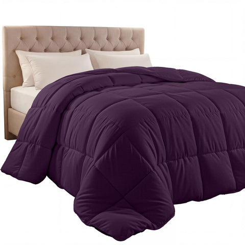 Utopia Bedding plum comforter closeup highlights durable box-stitch and plush loft.