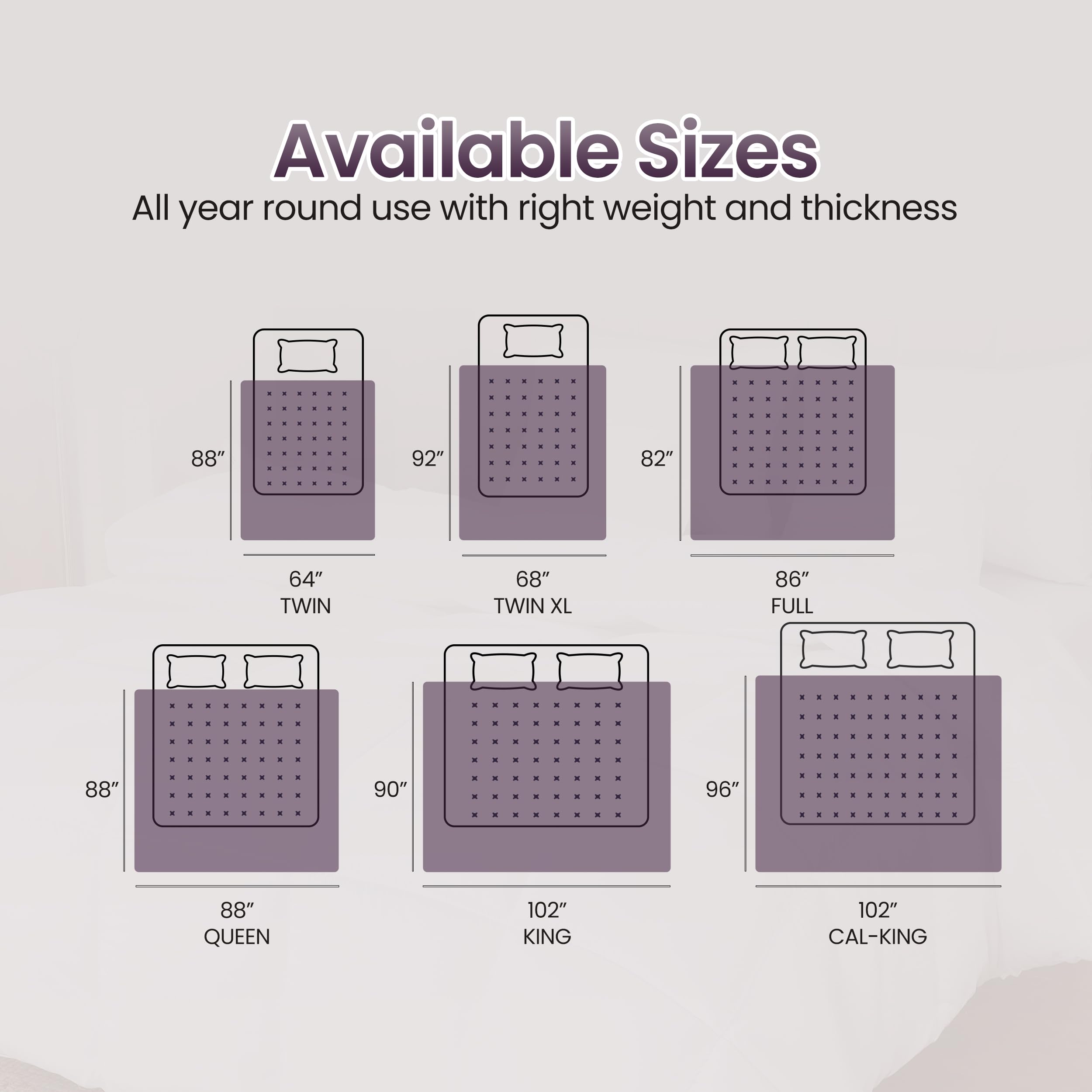 Utopia Bedding down-alternative fill provides lightweight, year-round comfort.