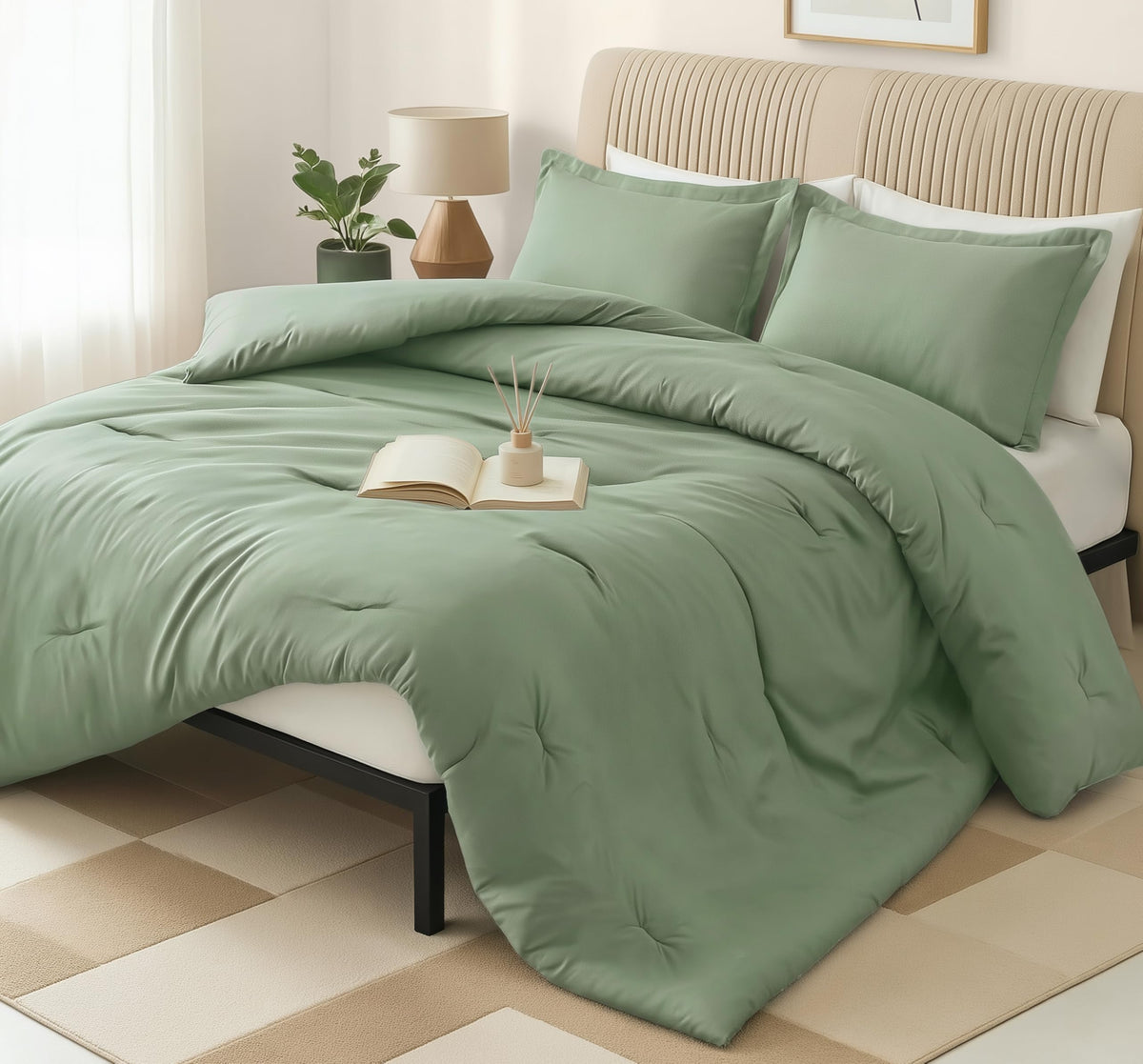 Utopia Bedding queen sage green comforter set 88x88 for plush warmth