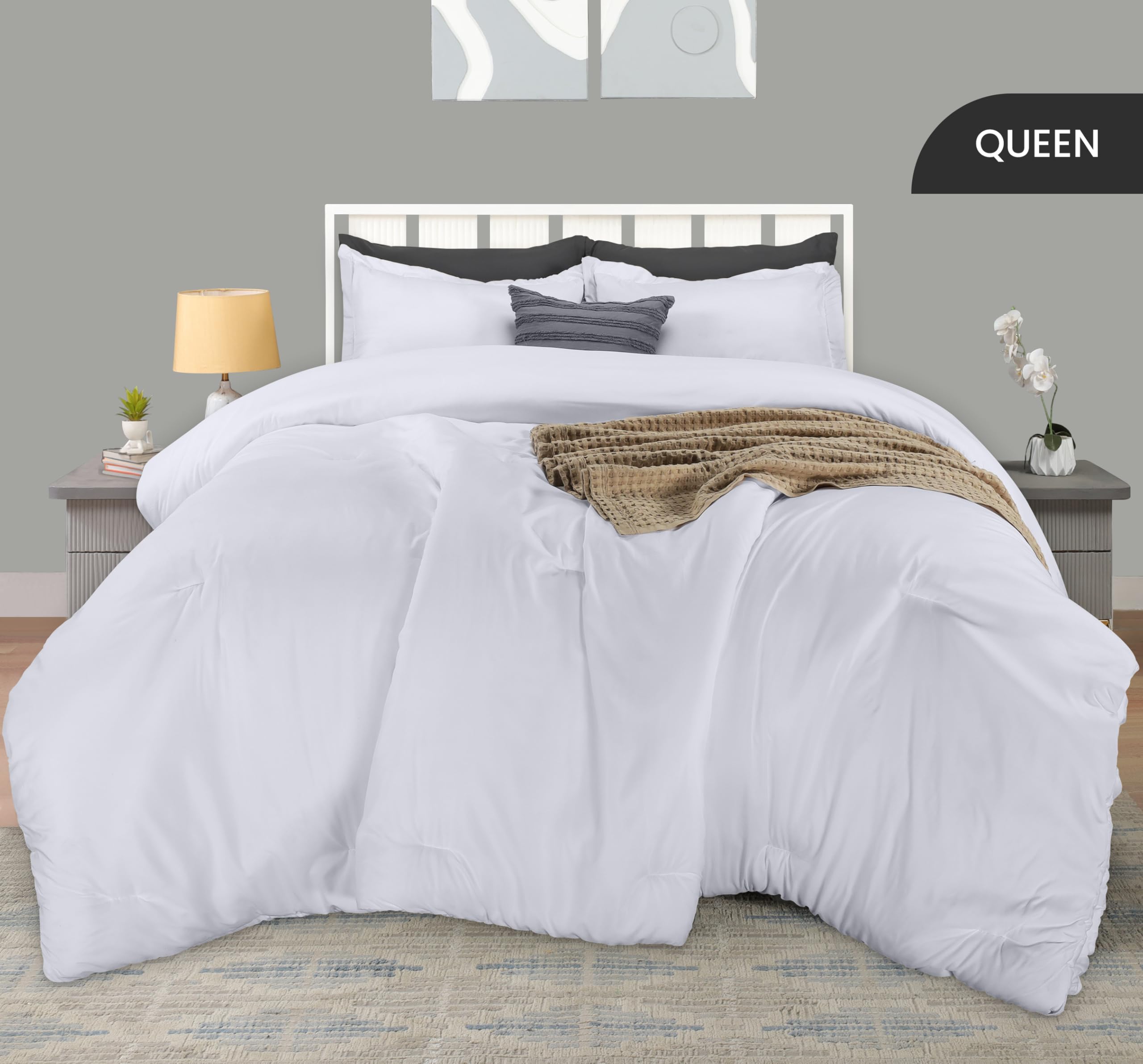 Utopia Bedding Queen Comforter Set soft brushed microfiber close-up feels breathable and smooth