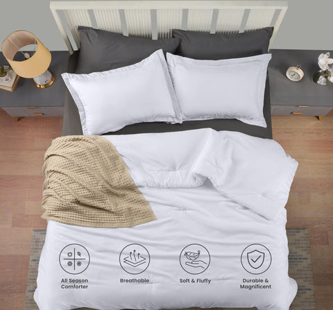 Utopia Bedding Queen Comforter Set on bed display presents inviting bedroom style