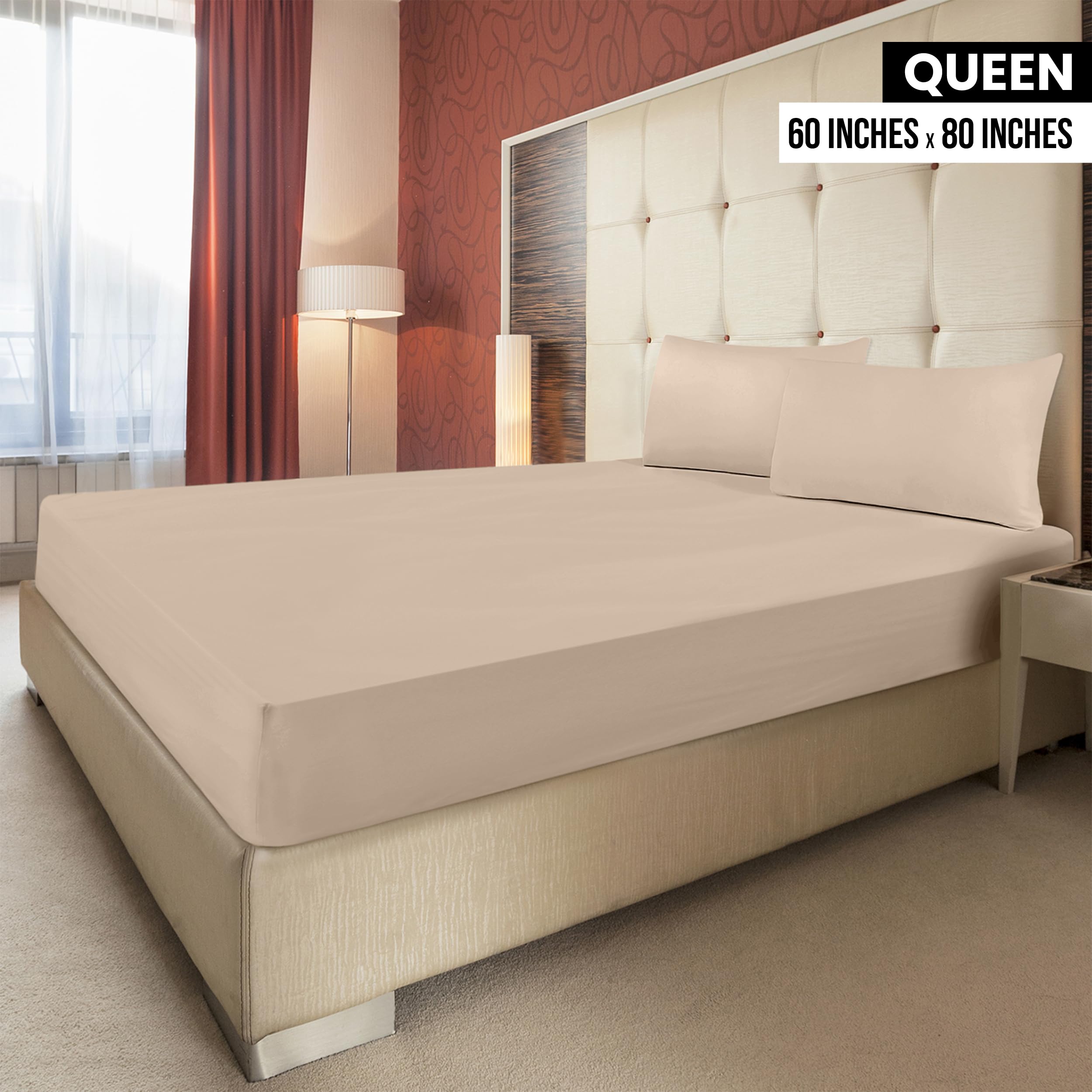 Utopia Bedding brushed microfiber sheets folded in beige, soft and inviting.