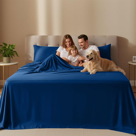 Utopia Bedding queen fitted sheet dusk blue; 15-pocket design for a secure overnight fit.
