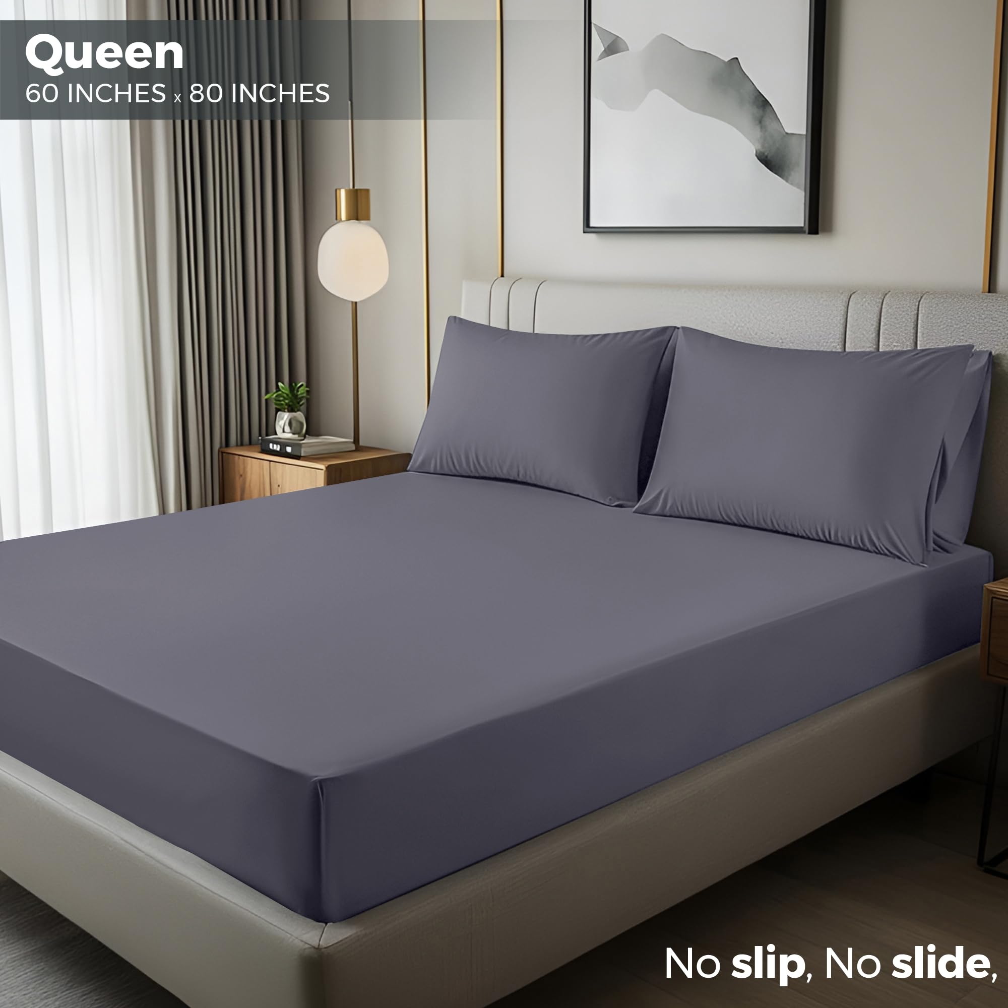 Utopia Bedding queen fitted sheet elastic edge close-up showing secure fit.