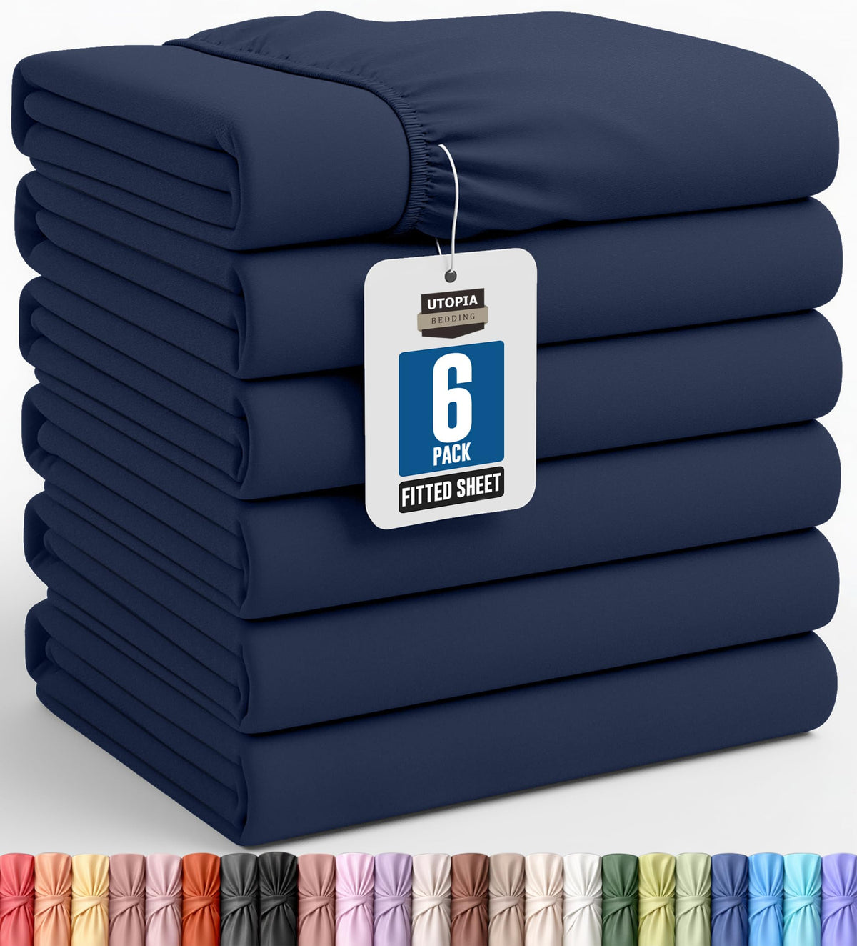 Utopia Bedding queen fitted sheets six-pack with deep-pocket design for over-sized mattresses