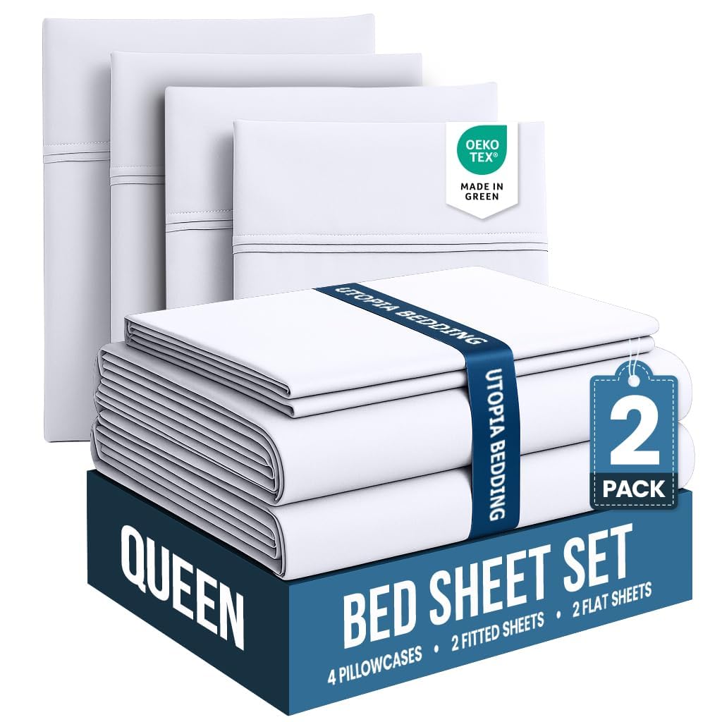 Utopia Bedding queen flat sheet 90x102 for hotel-inspired bed setup