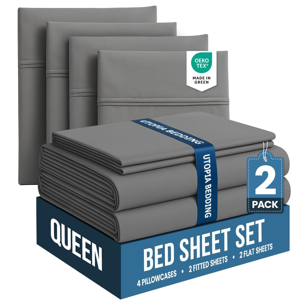 Utopia Bedding queen flat sheet close-up showing soft brushed microfiber texture for comfort