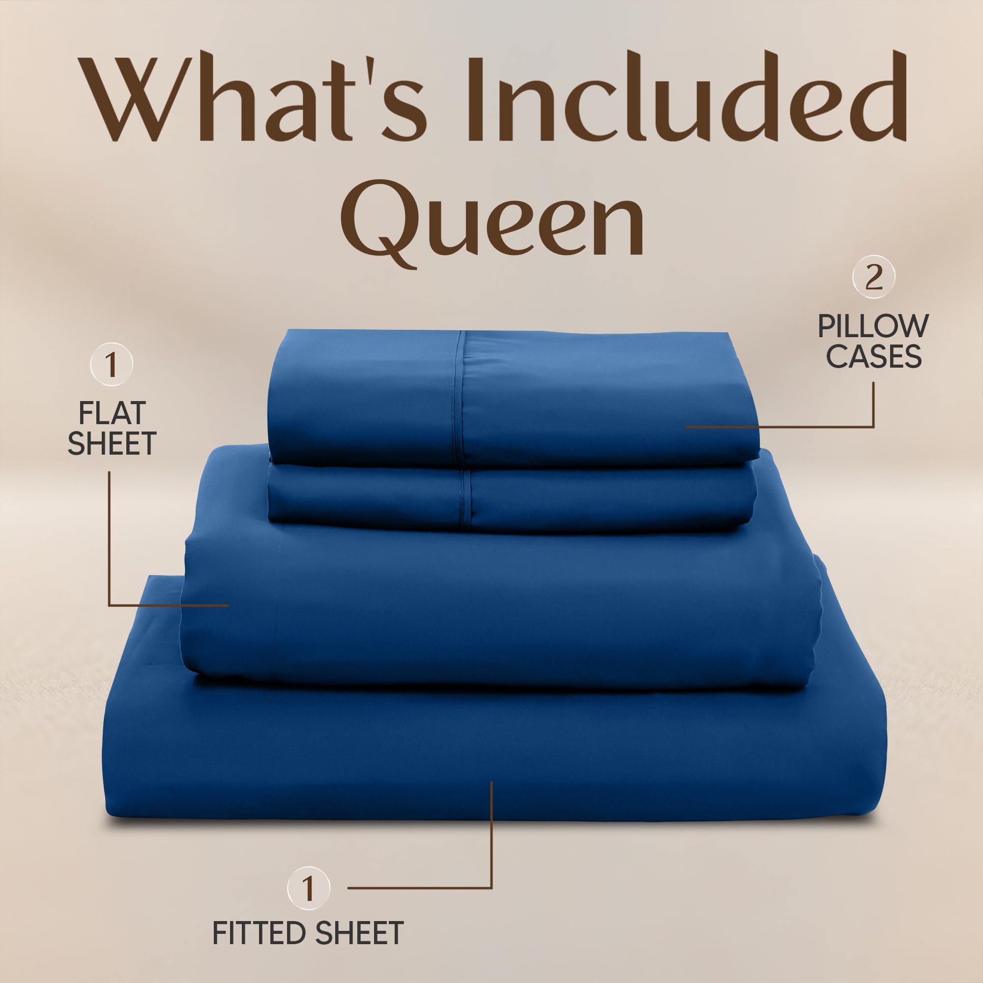 Utopia Bedding queen flat sheet dusk blue; smooth, cooling top layer.