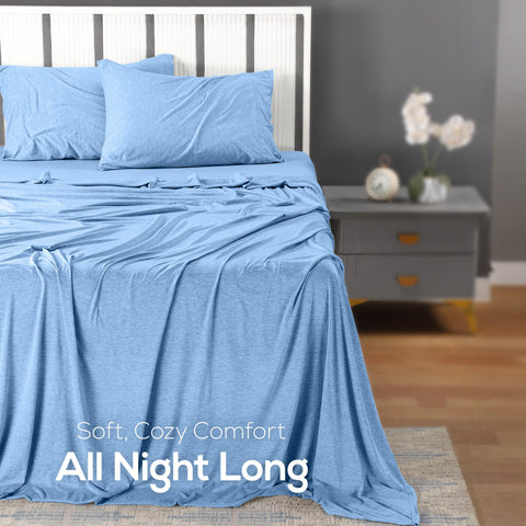 Utopia Bedding flat sheet in Heather Sky Blue provides generous coverage and style