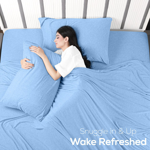 Utopia Bedding bedroom setup with Heather Sky Blue sheets creates calm nights