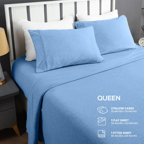 Utopia Bedding queen jersey-knit sheets on bed, breathable cotton blend for all-season comfort
