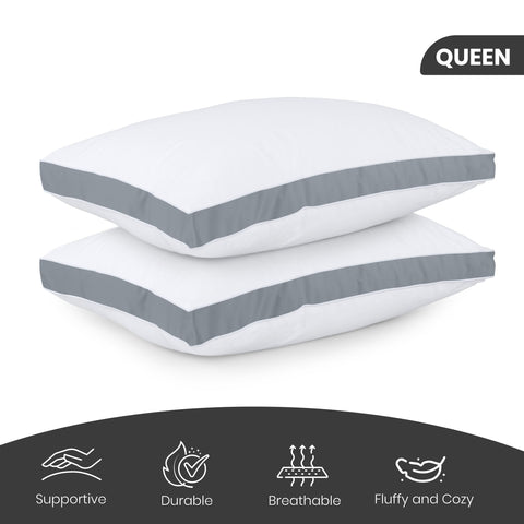 Utopia Bedding gusseted-edge pillows highlight structured support for side, back, or stomach sleeping.