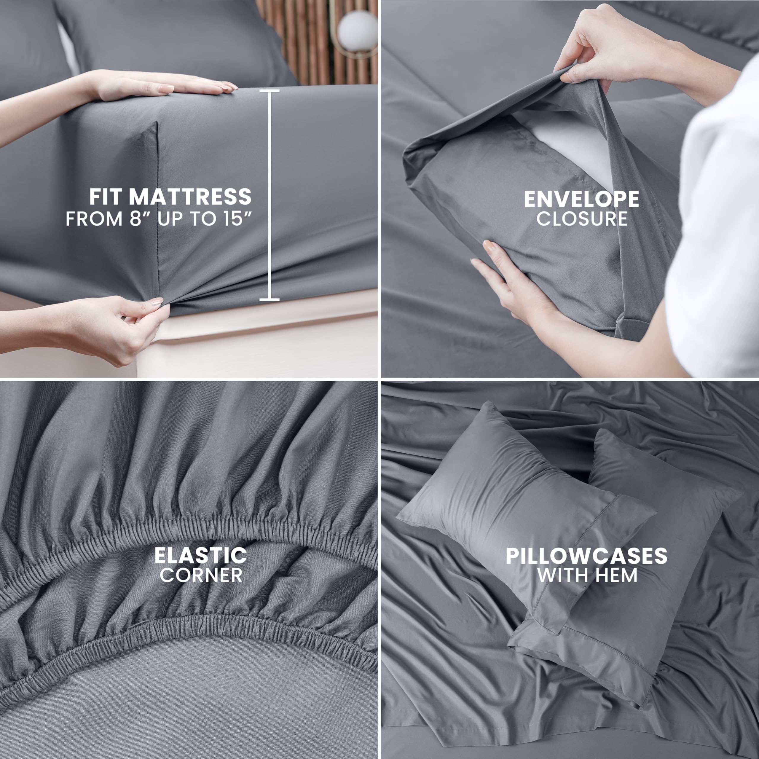 Utopia Bedding queen pillowcases highlighting easy care and nightly use