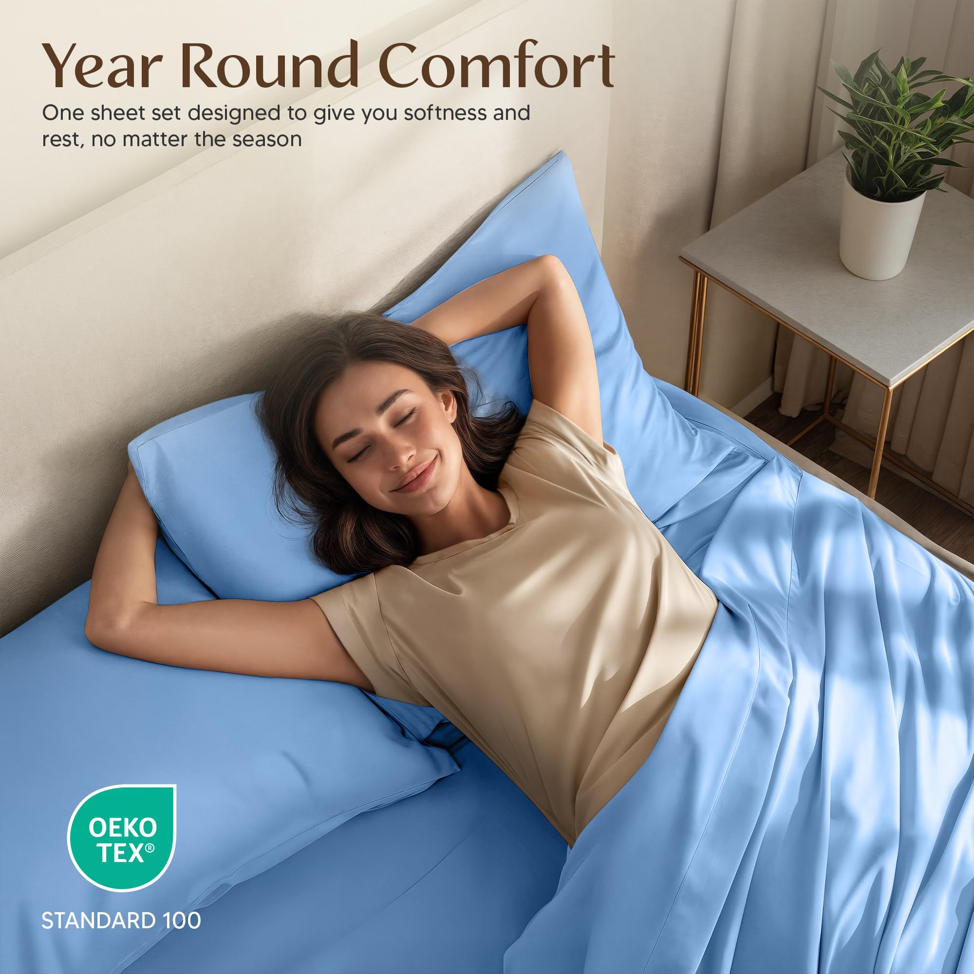 Utopia Bedding queen bed setup in Dutch Blue for a coordinated sleep space