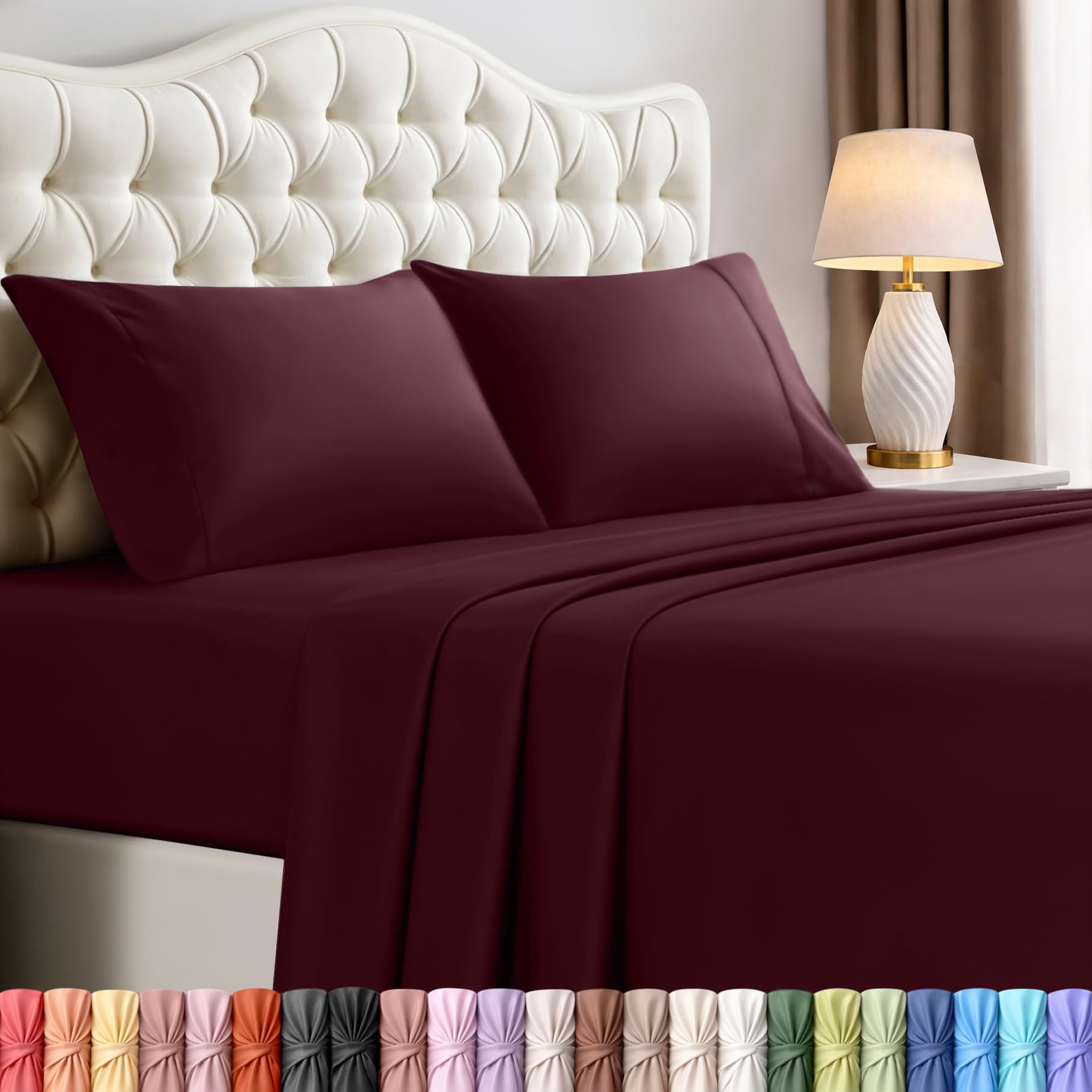 Utopia Bedding queen sheet set fabric texture close-up shows ultra-soft microfiber and breathability.