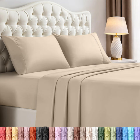 Utopia Bedding queen sheet set flat lay showing soft microfiber texture for comfy sleep