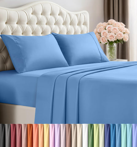 Utopia Bedding queen flat sheet in Dutch Blue, soft and breathable for a cooler night