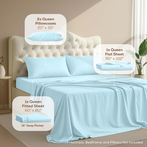 Utopia Bedding flat sheet spread across bed showing generous queen coverage