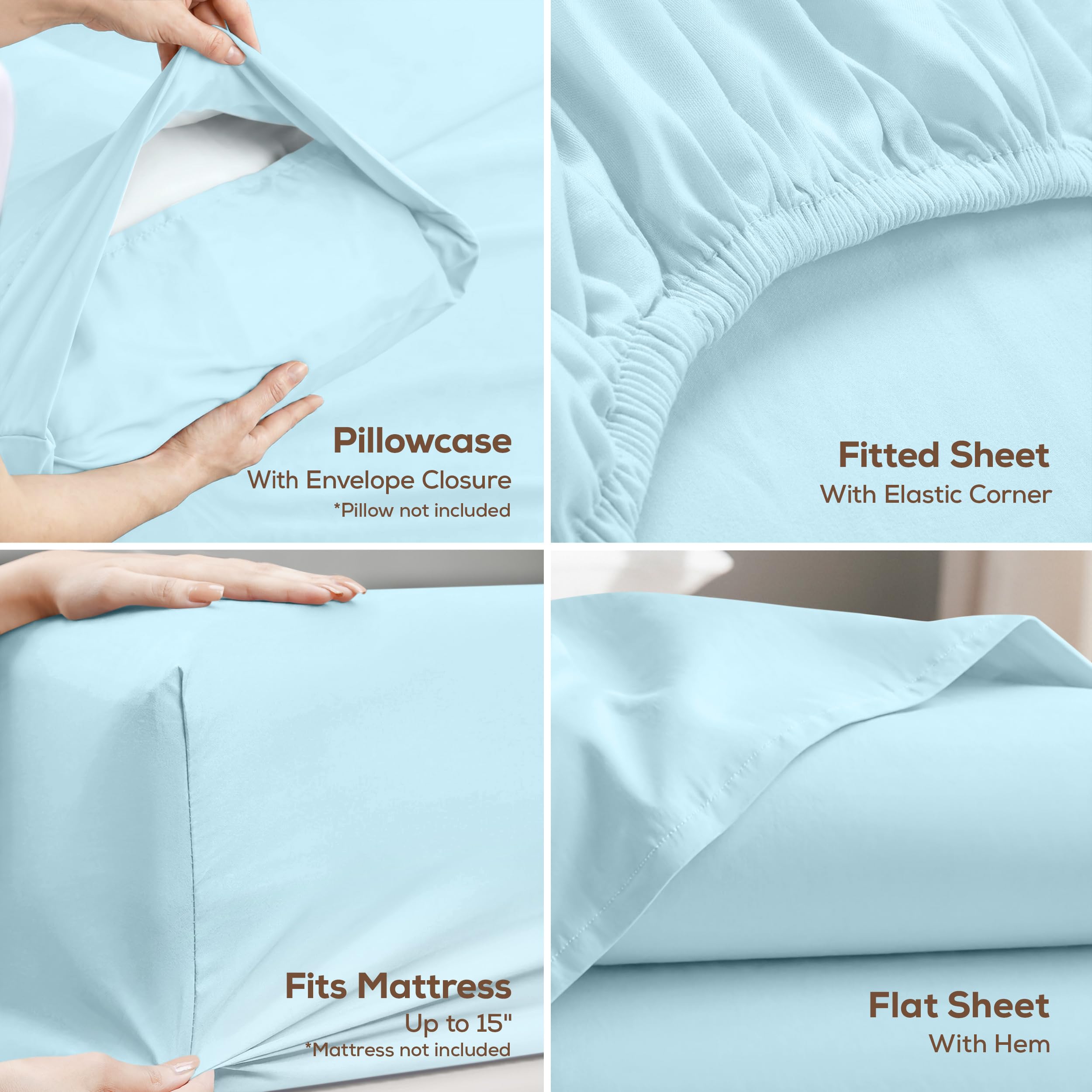 Utopia Bedding pillowcases paired with sheet set for plush comfort